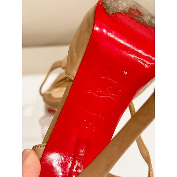 Christian Louboutin Jenlove Alta Leather Platform Slingback Pumps Beige EU 36.5 - Picture 6 of 7